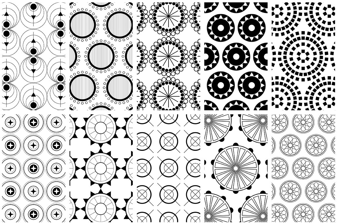 40款优雅简约的圆形无缝矢量图形 Circular Patterns Set_img_2