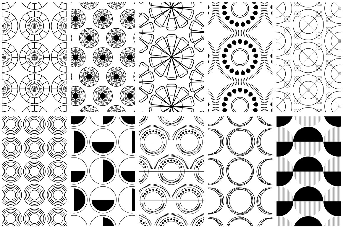 40款优雅简约的圆形无缝矢量图形 Circular Patterns Set_img_2