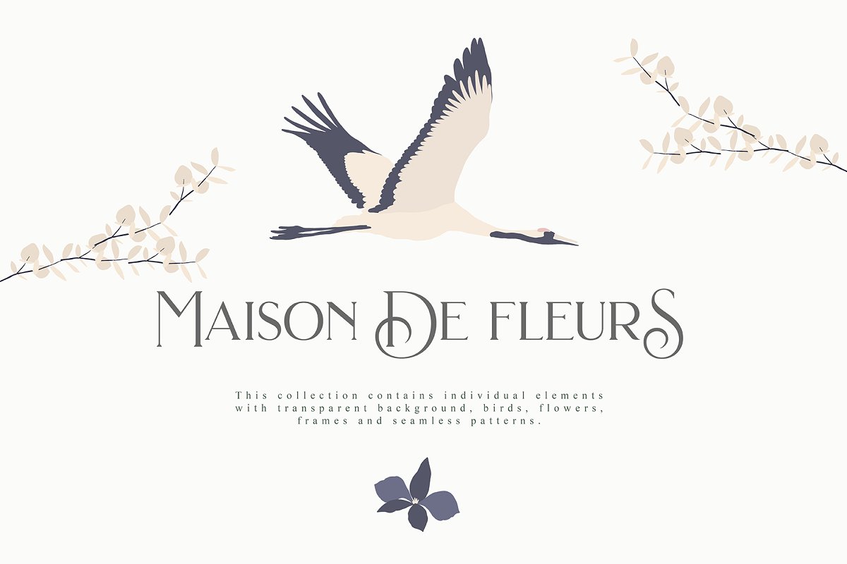 浪漫花卉鸟儿几何图形EPS矢量图案集 Maison de Fleurs Collection_img_2