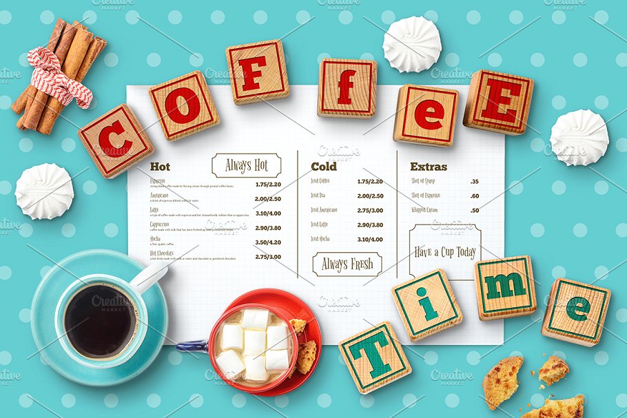 精选免费西餐咖啡厅菜单设计展示样机 Coffee Menu Mockups Scene Creator_img_2