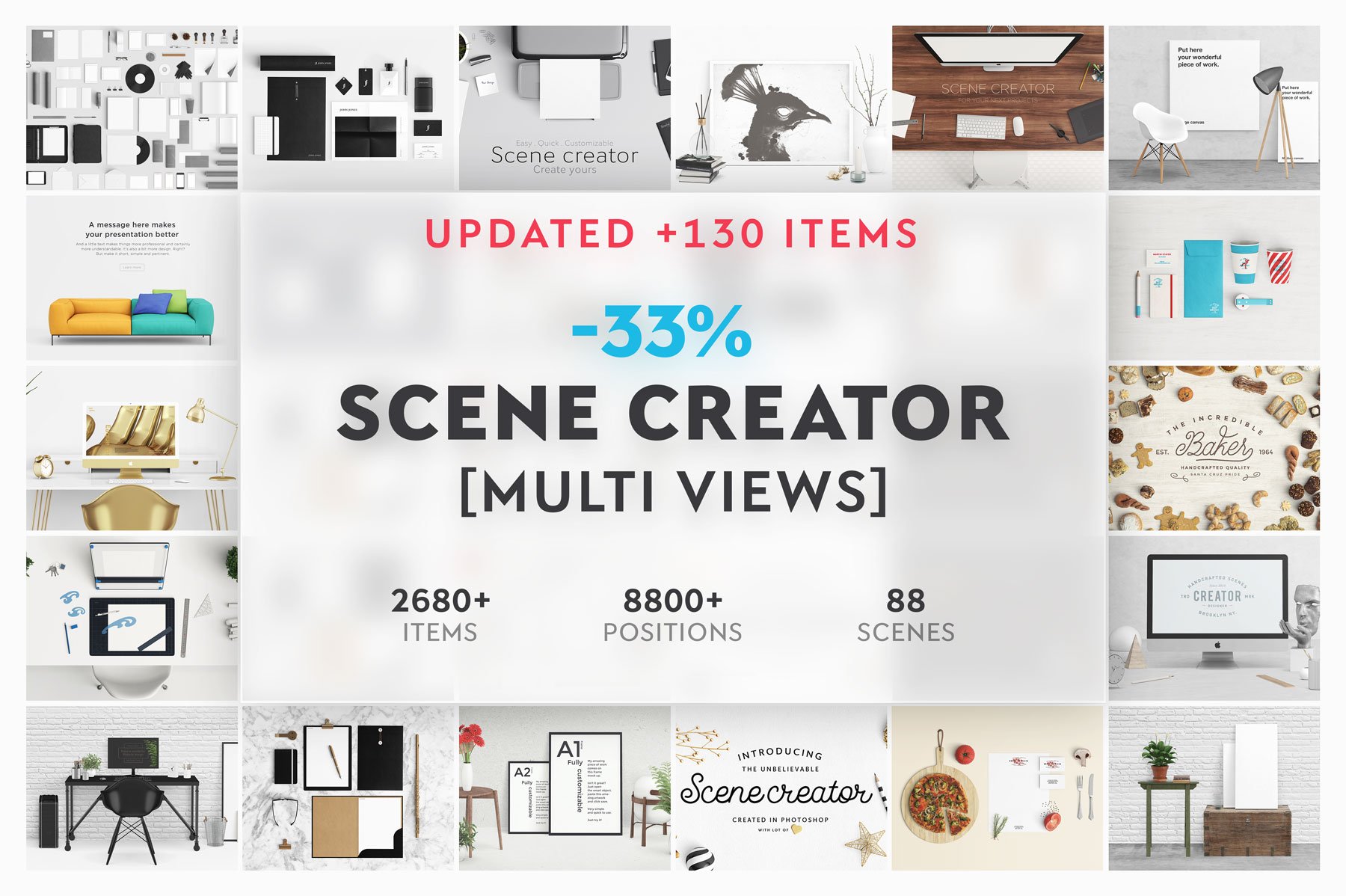 [60G] 超巨量高品质多用途品牌设计场景展示样机 Scene Creators Bundle_img_2