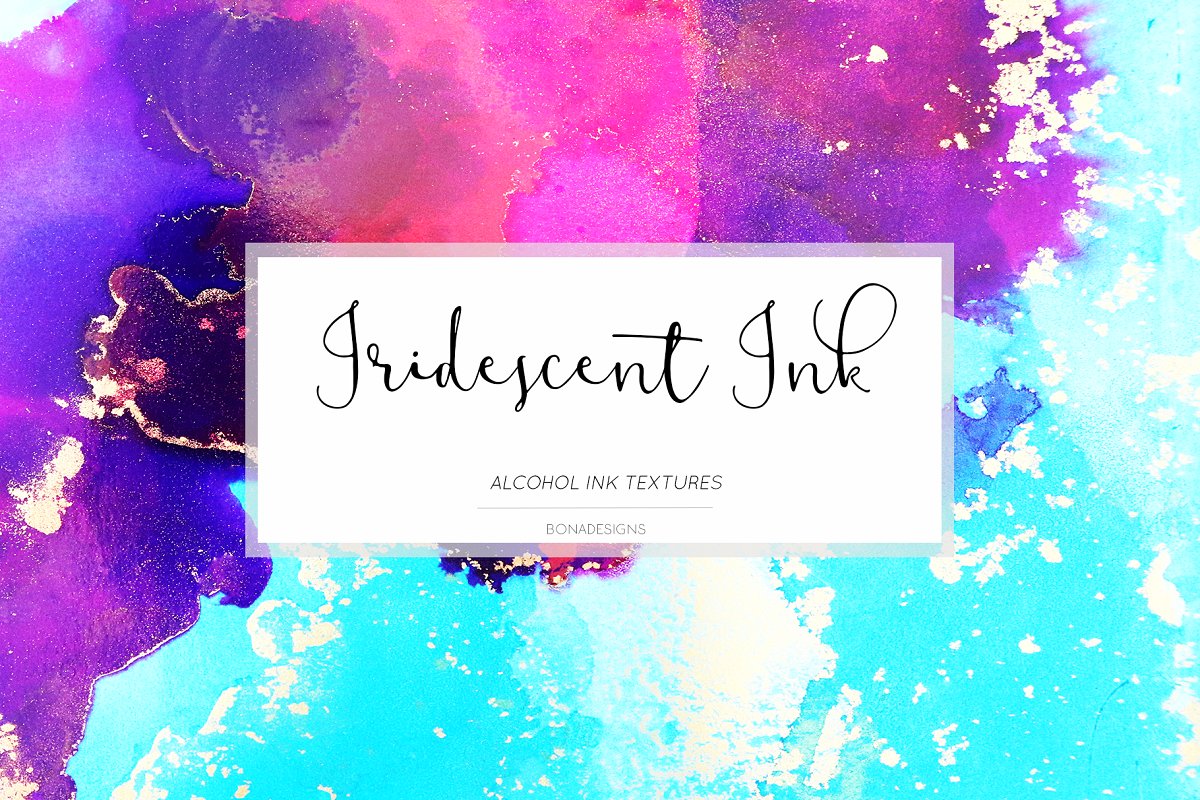 手绘多彩金色酒精水墨水彩PNG图案纹理 Iridescent Ink Textures_img_2
