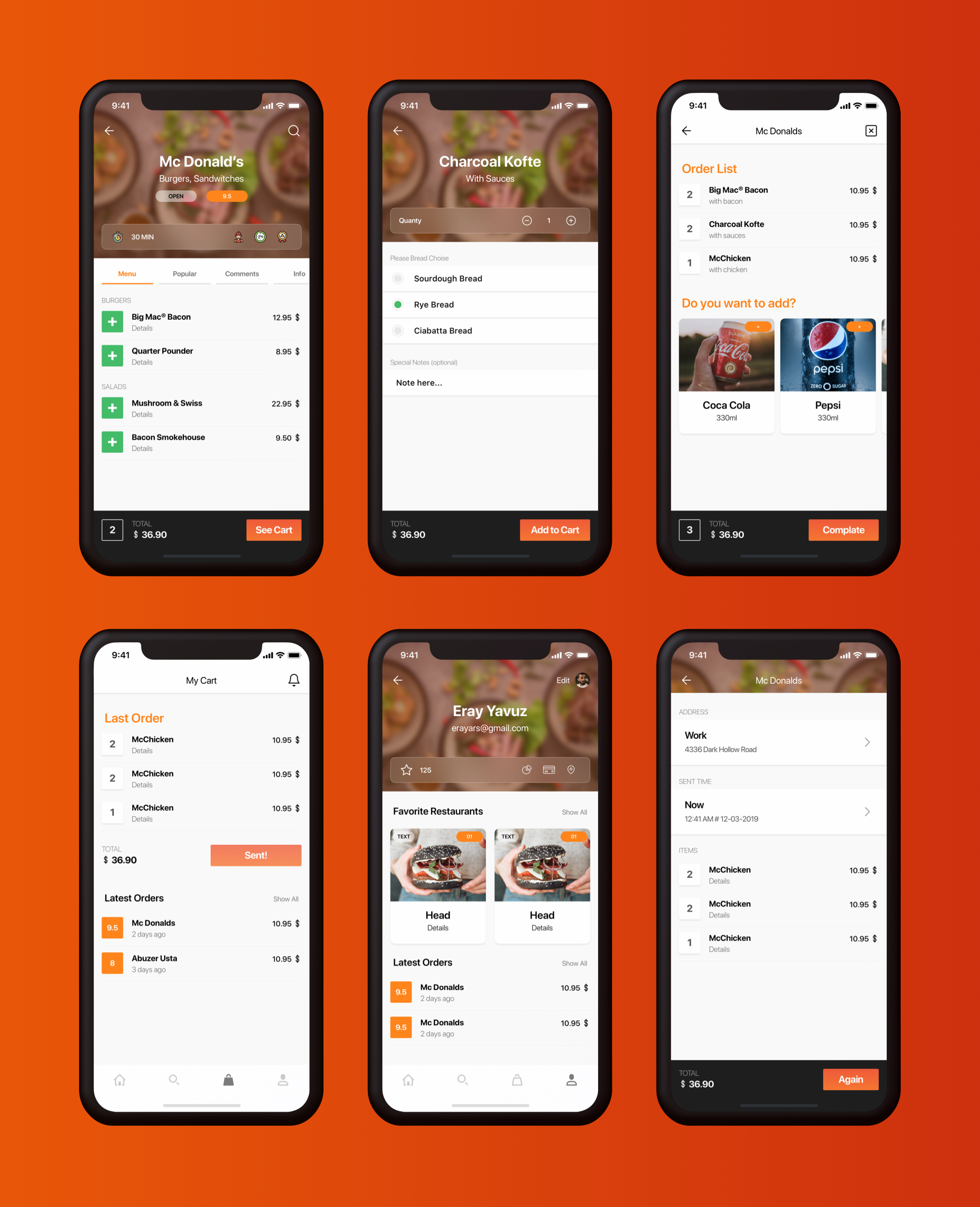 极简食品网上订购外卖手机iOS APP UI工具包 Lahmacun - Food Delivery Mobile App UI Kit_img_2