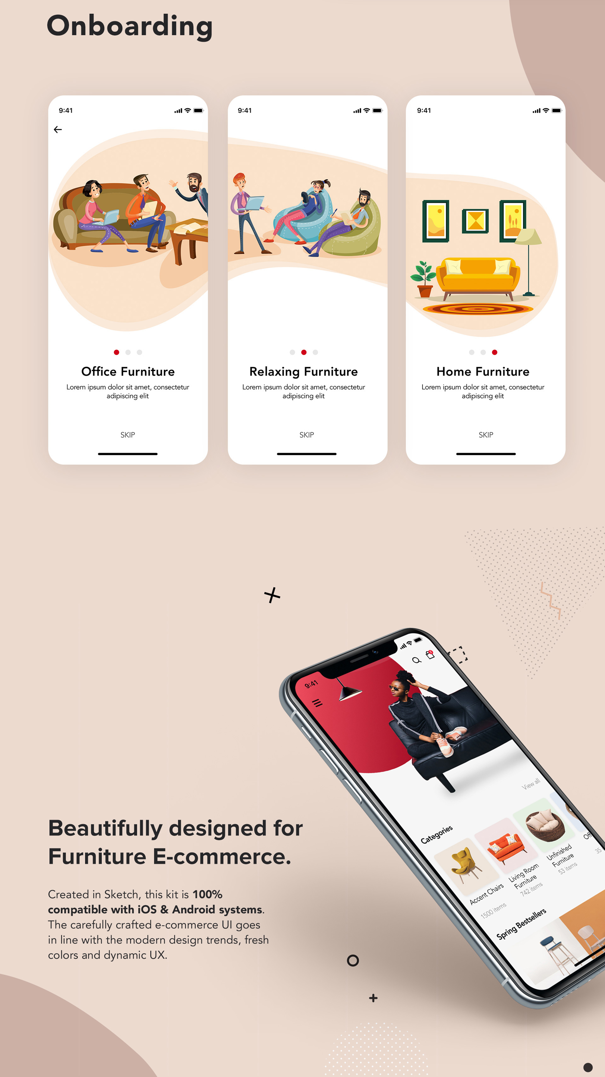 高端简约时尚家具商城iOS APP应用程序UI界面设计工具包 Furniture Design UI Kit_img_2