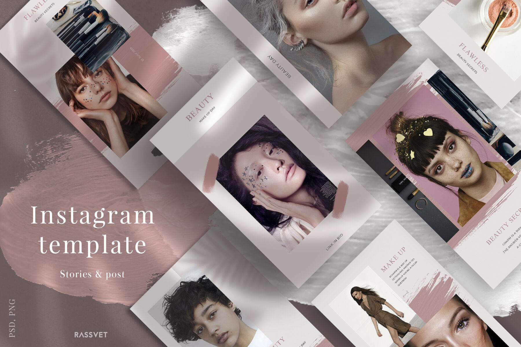 时尚美容护肤电商营销朋友圈海报INS风模板 Beauty Instagram Template, Social media pack, Fashion stories template_img_2