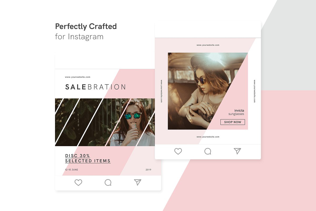 几何图形分割服装电商营销朋友圈海报INS风模板 Fashionista Instagram Bundle_img_2