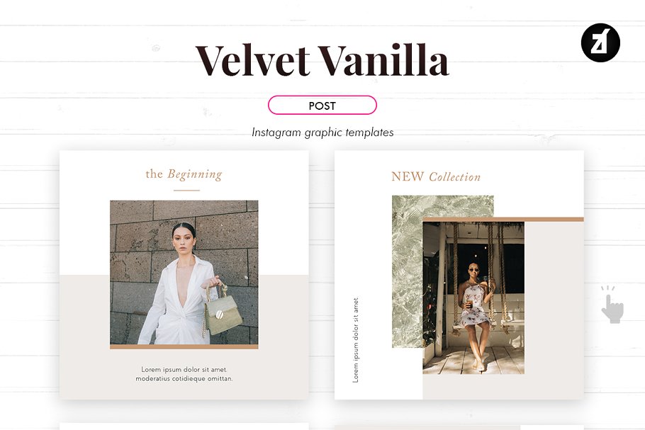 香草色女性服装电商营销朋友圈海报INS风模板 Velvet Vanilla Social Media Graphic Templates_img_2