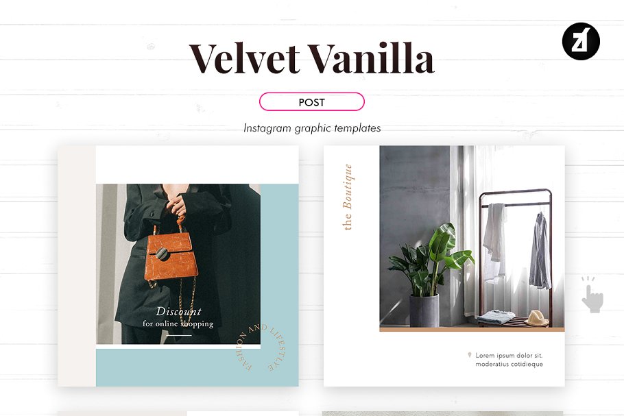 香草色女性服装电商营销朋友圈海报INS风模板 Velvet Vanilla Social Media Graphic Templates_img_2
