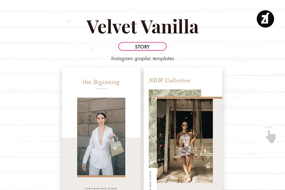 香草色女性服装电商营销朋友圈海报INS风模板 Velvet Vanilla Social Media Graphic Templates_img_2