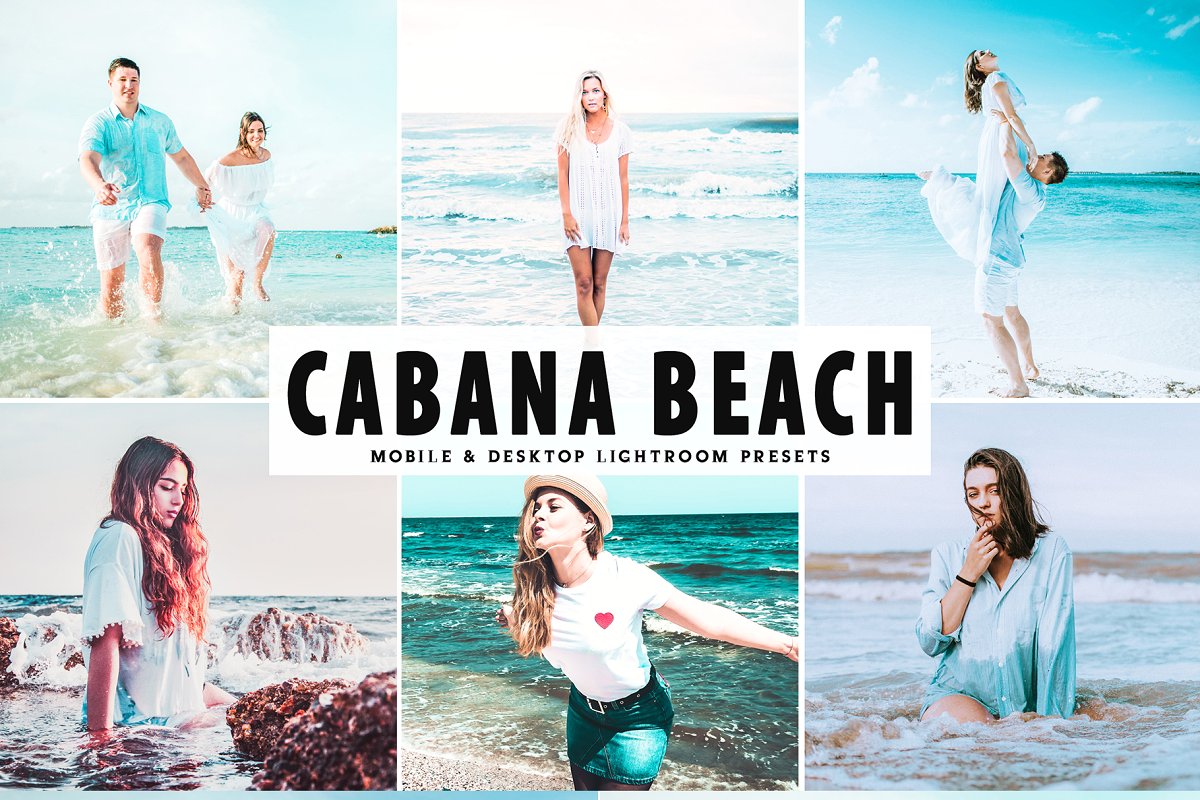 清新科帕卡巴纳海滩摄影照片色彩蓝色效果LR预设 Cabana Beach Lightroom Presets_img_2