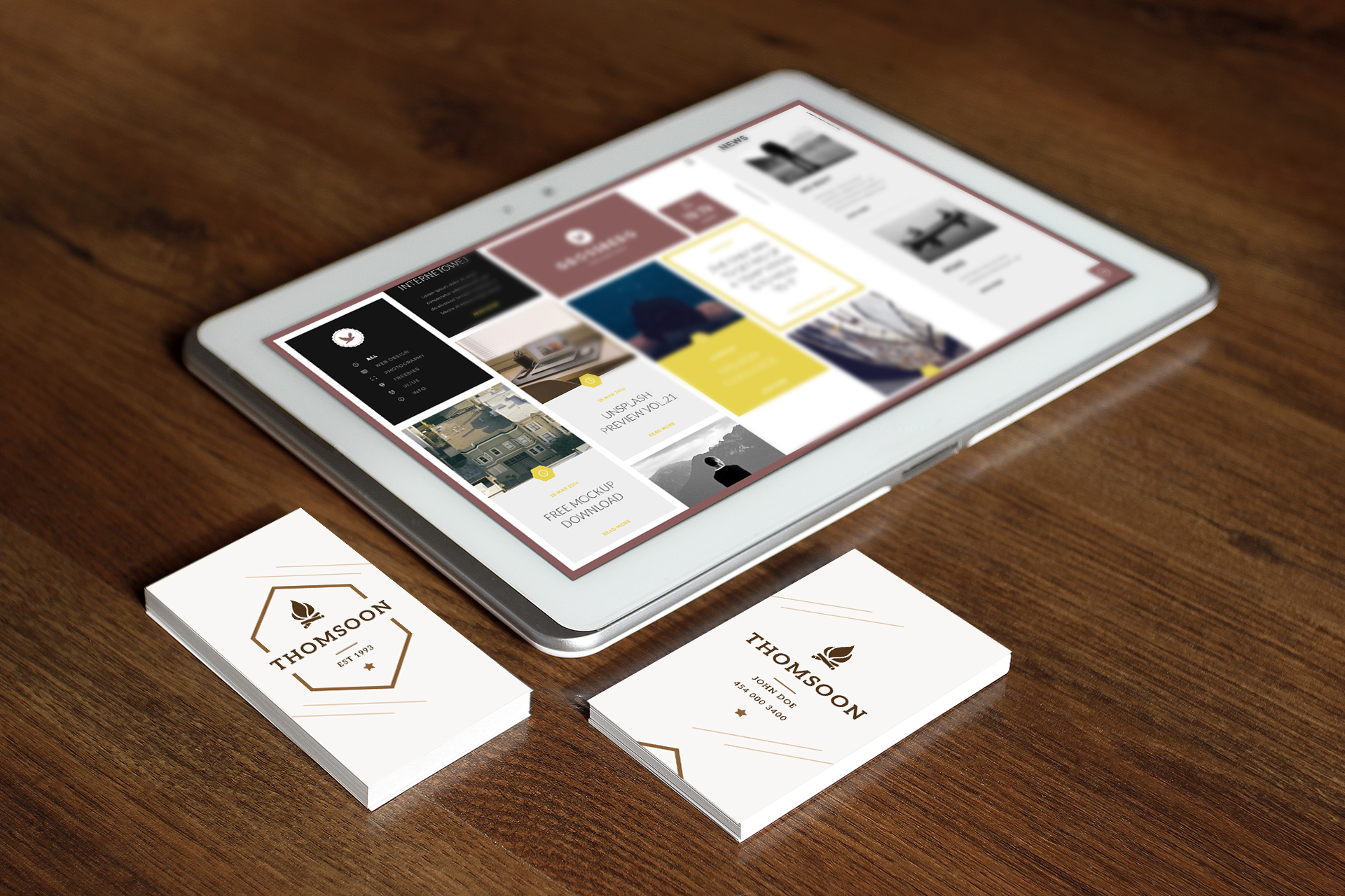 精选免费9款高端商务名片设计展示样机 9+ Business Card Mockups Vol. 2_img_2