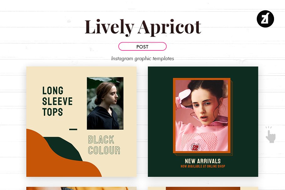 高端男女服装鞋子电商营销朋友圈海报INS风模板 Lively Apricot Social Media Graphic_img_2