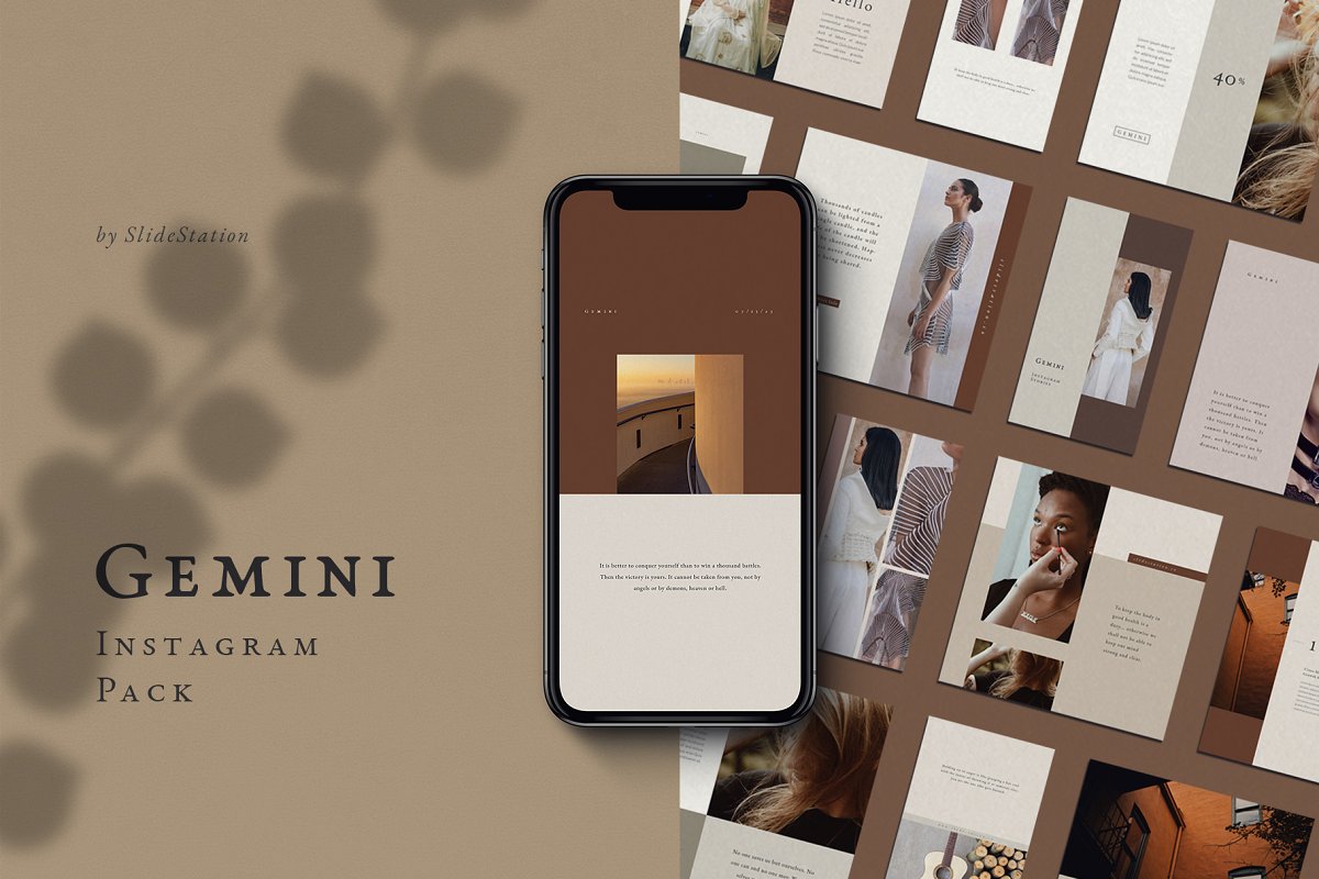 优雅时尚女性服装电商营销朋友圈广告INS风模板 Gemini Instagram Post Templates_img_2