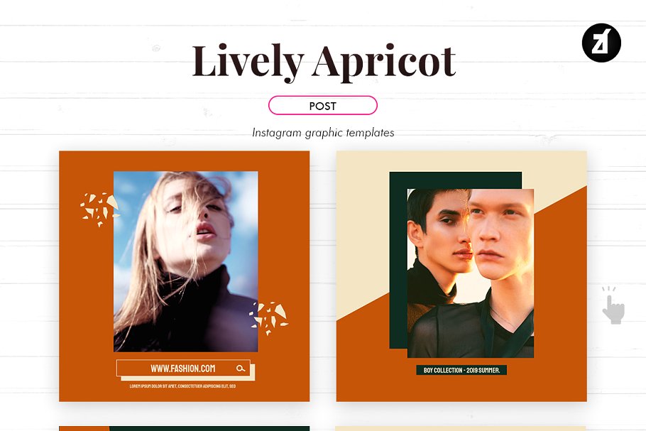 高端男女服装鞋子电商营销朋友圈海报INS风模板 Lively Apricot Social Media Graphic_img_2