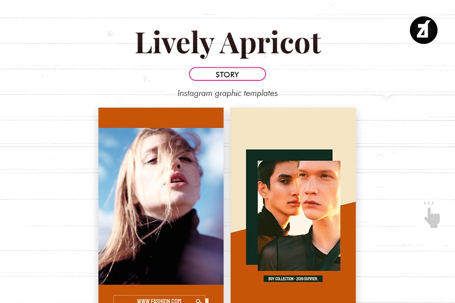高端男女服装鞋子电商营销朋友圈海报INS风模板 Lively Apricot Social Media Graphic_img_2