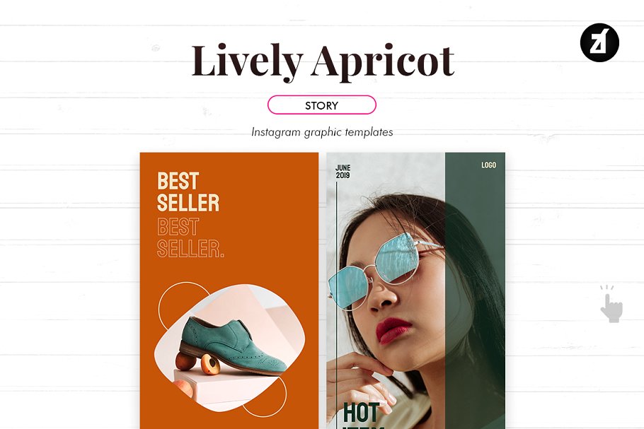 高端男女服装鞋子电商营销朋友圈海报INS风模板 Lively Apricot Social Media Graphic_img_2