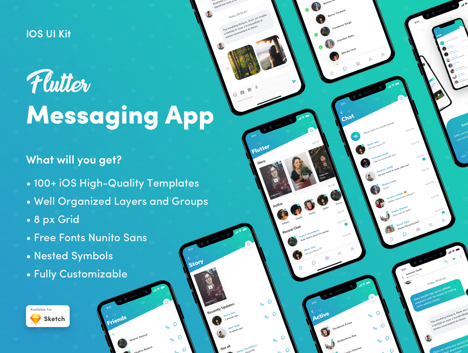 精选免费时尚社交约会iOS APP UI工具包 Flutter Messaging App UI Kit_img_2