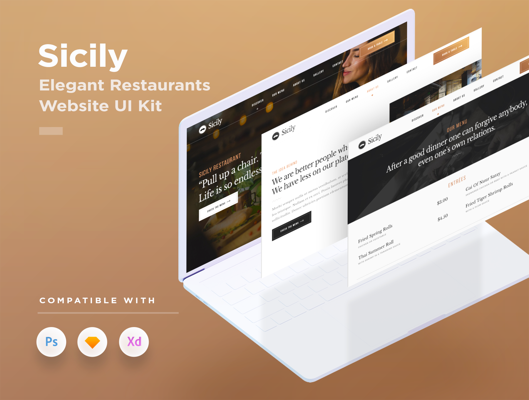 豪华餐厅介绍WEB UI工具包 Sicily Template UI Kit_img_2