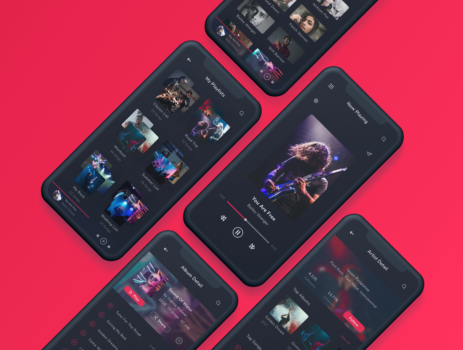 炫酷音乐播放器iOS APP UI界面设计工具包 Musicly - Music and Podcast App UI Kit_img_2