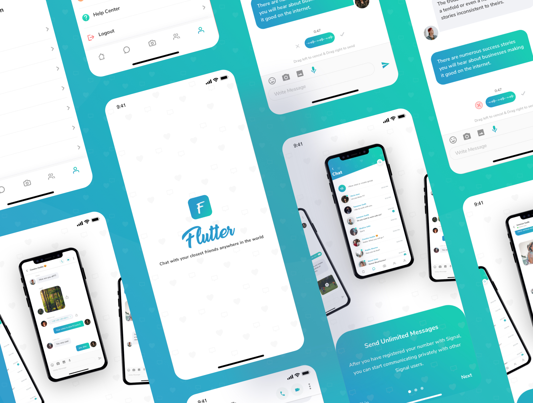 精选免费时尚社交约会iOS APP UI工具包 Flutter Messaging App UI Kit_img_2