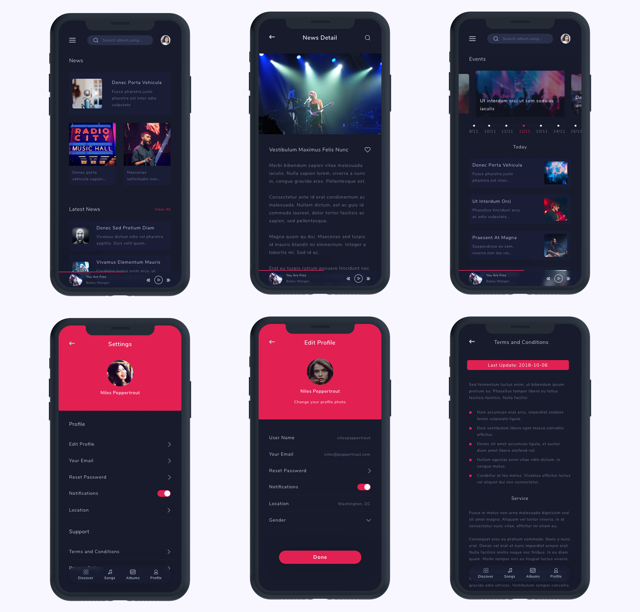 炫酷音乐播放器iOS APP UI界面设计工具包 Musicly - Music and Podcast App UI Kit_img_2