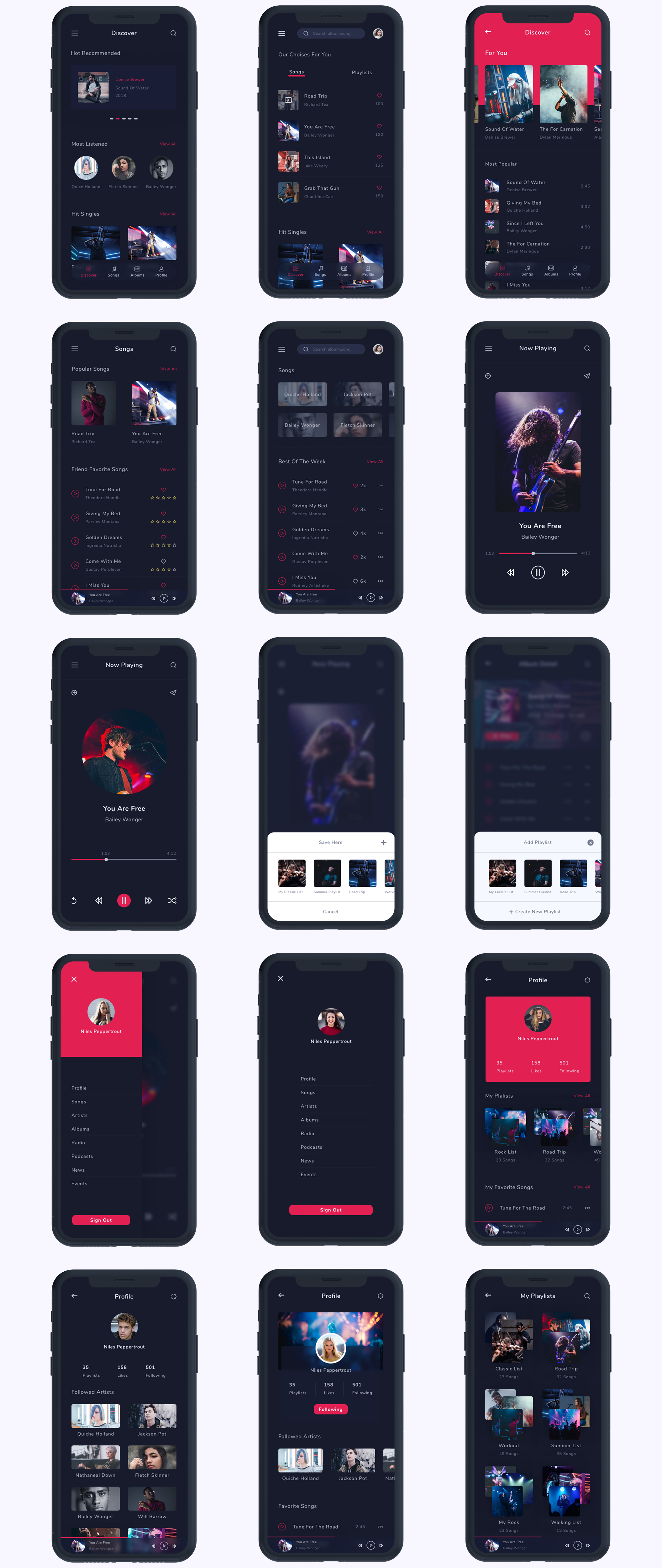 炫酷音乐播放器iOS APP UI界面设计工具包 Musicly - Music and Podcast App UI Kit_img_2