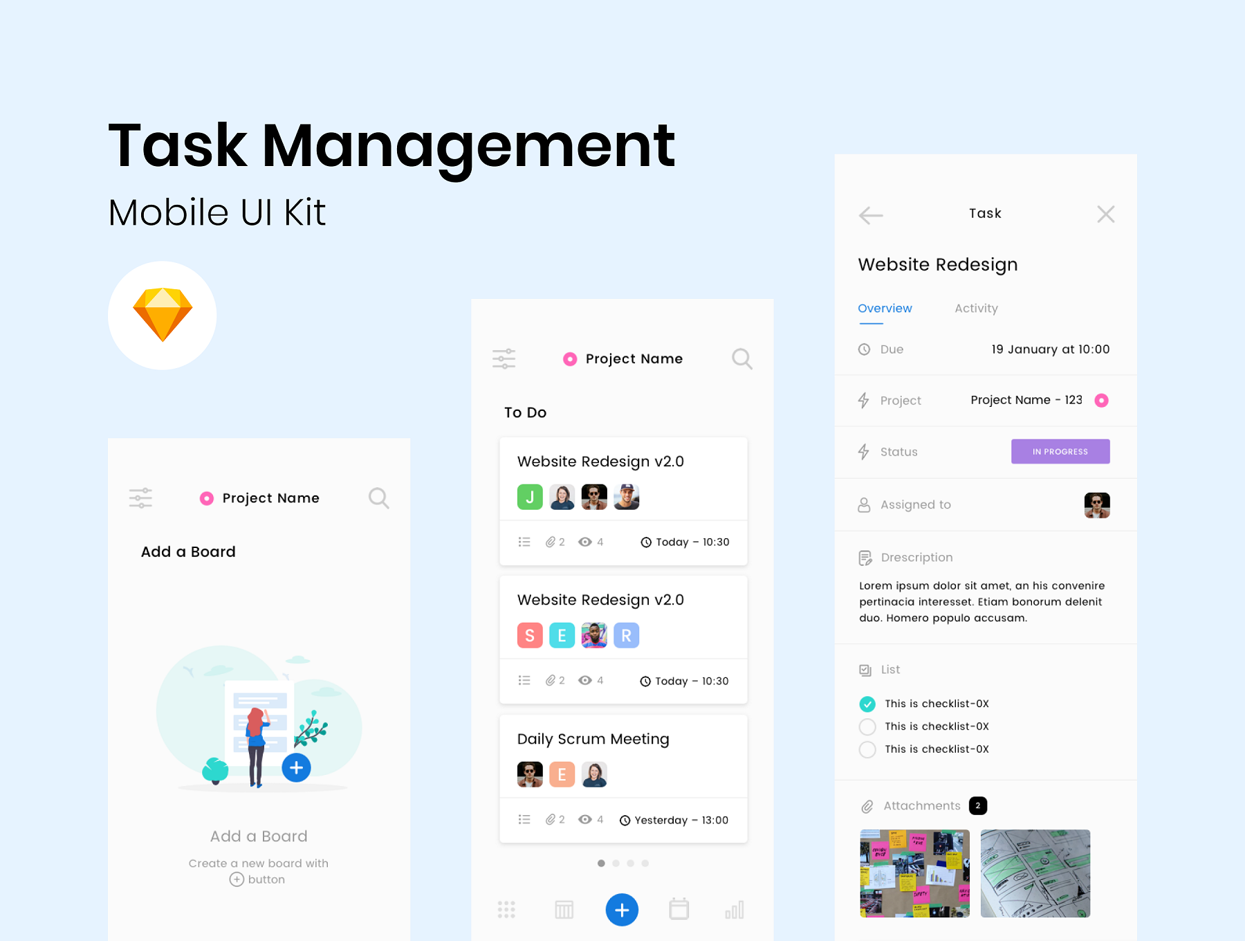 员工信息统计任务管理APP UI工具包 Task Management App UI_img_2