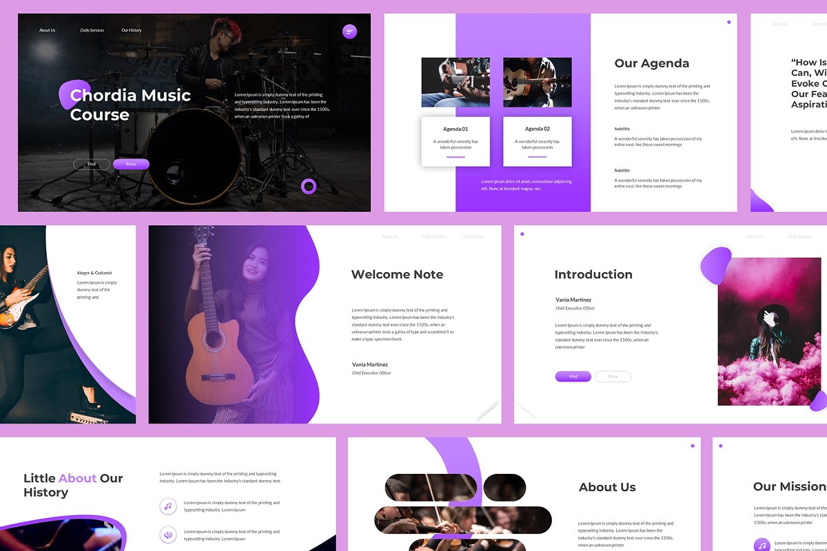 现代极简乐队音乐课程介绍KEY幻灯片模板 Chordia-Music Keynote Template_img_2