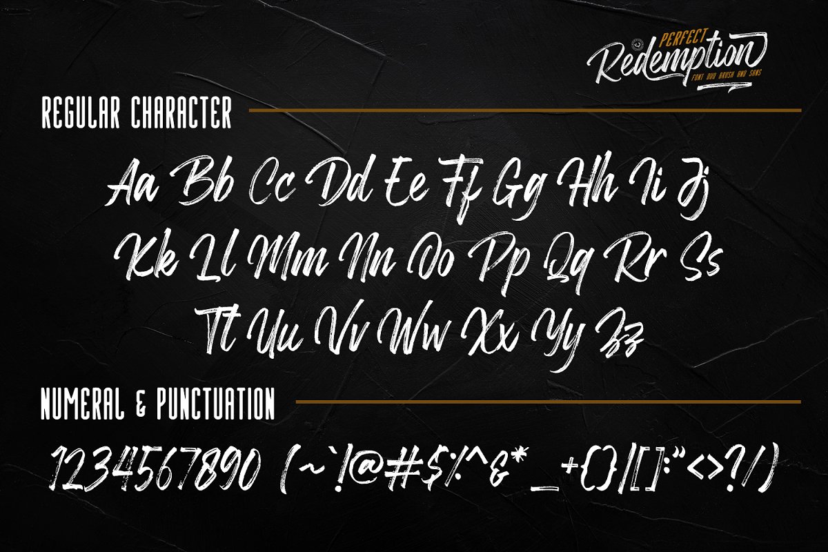 洒脱手写毛笔书法签名字体 Perfect Redemption - Font Duo+Extras_img_2