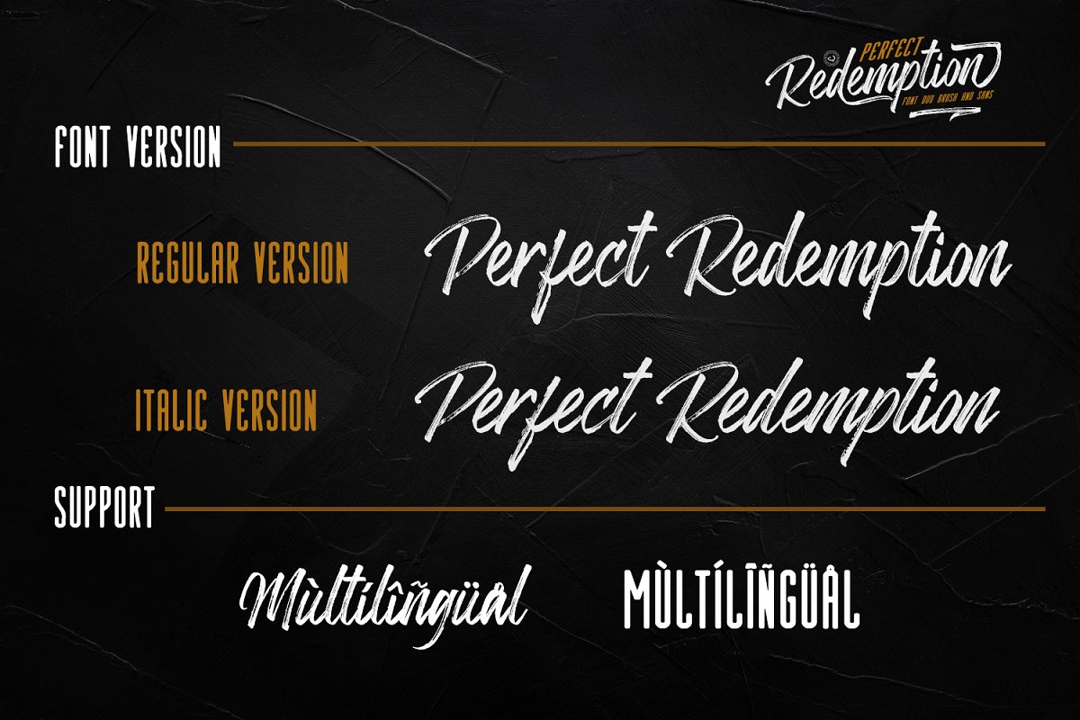 洒脱手写毛笔书法签名字体 Perfect Redemption - Font Duo+Extras_img_2