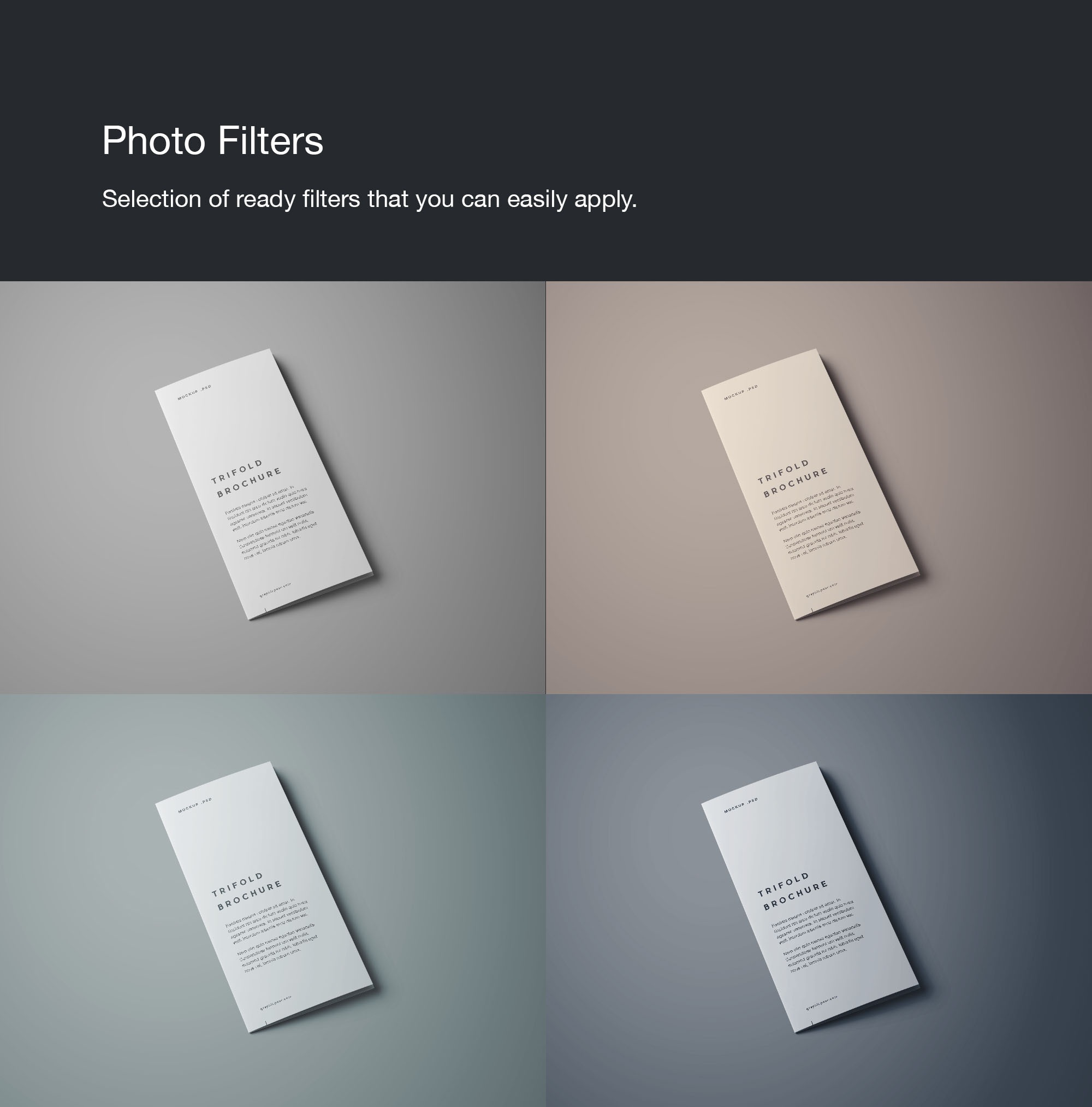 简约三折页画册宣传册展示样机 Advanced Trifold Brochure Mockup – 7 Angles_img_2