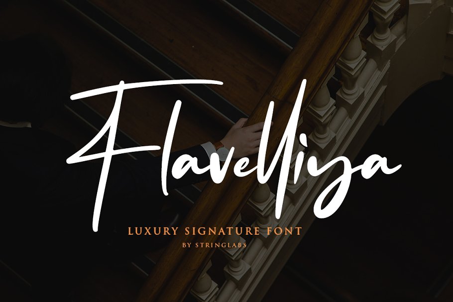 豪华手写签名品牌T恤标识字体 Flavellya - Luxury Signature Font_img_2