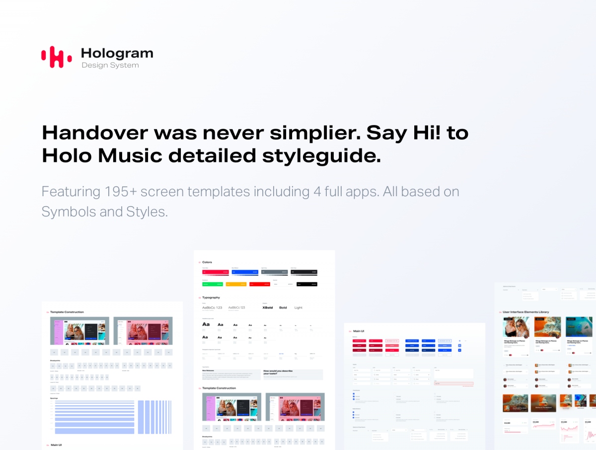 多功能独特风格音乐城市文化社交WEB&MOBILE UI工具包 Hologram Design System_img_3