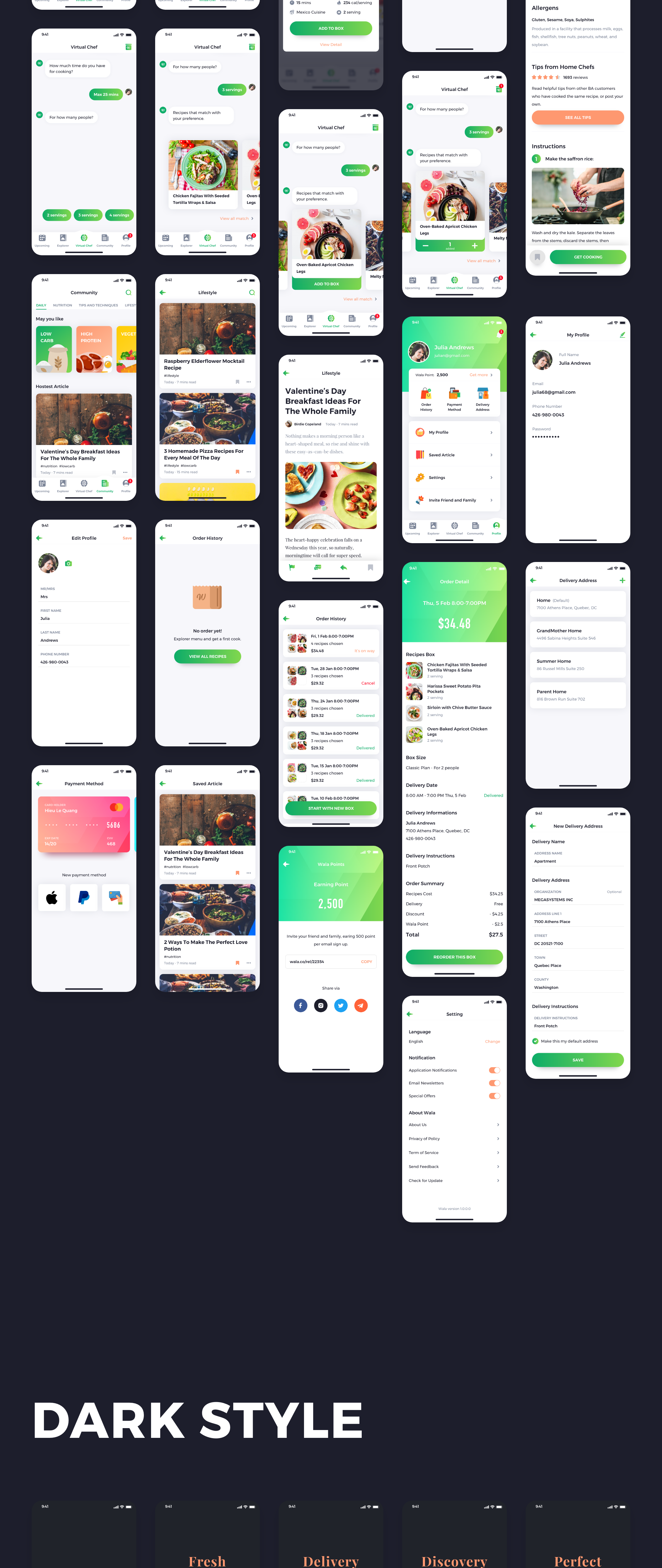 精选免费绿色食品外卖iOS APP UI工具包 Wala Food UI Kit_img_2