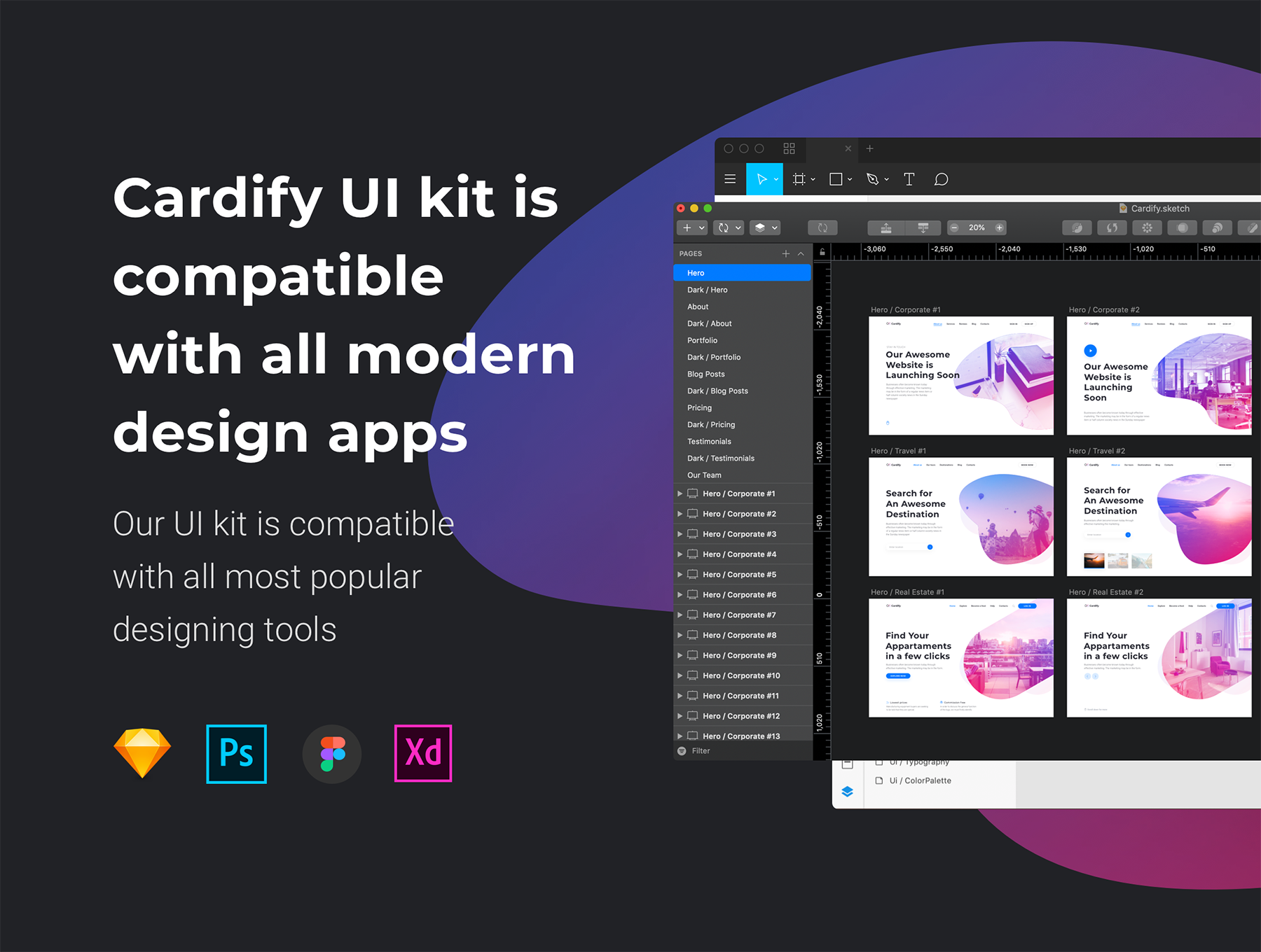 多功能旅行房地产健身WEB UI工具包 Cardify Startup UI Kit_img_2