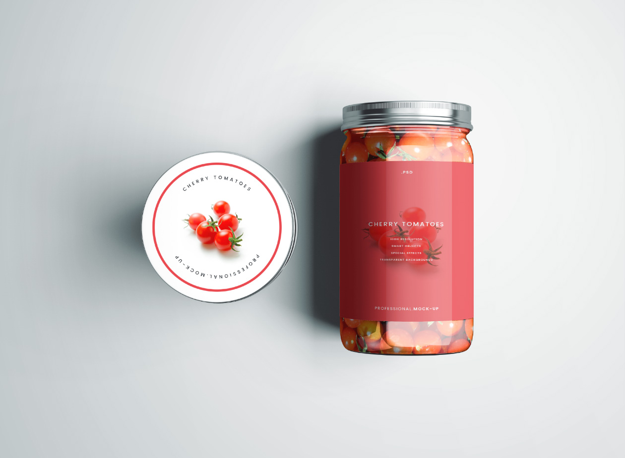 蜂蜜食品品牌设计提案透明玻璃瓶及标签展示样机 Standard Glass Jar Mockups_img_2