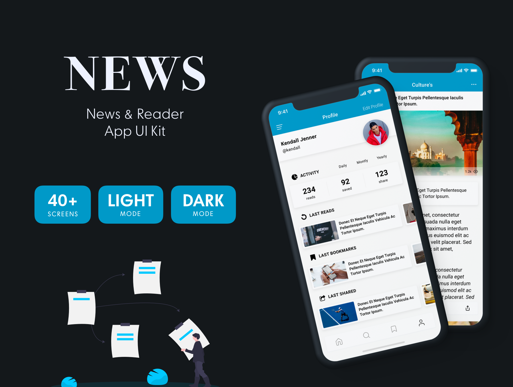 精选免费新闻资讯阅读手机iOS APP UI套件 News Reader Mobile App UI Kit_img_2