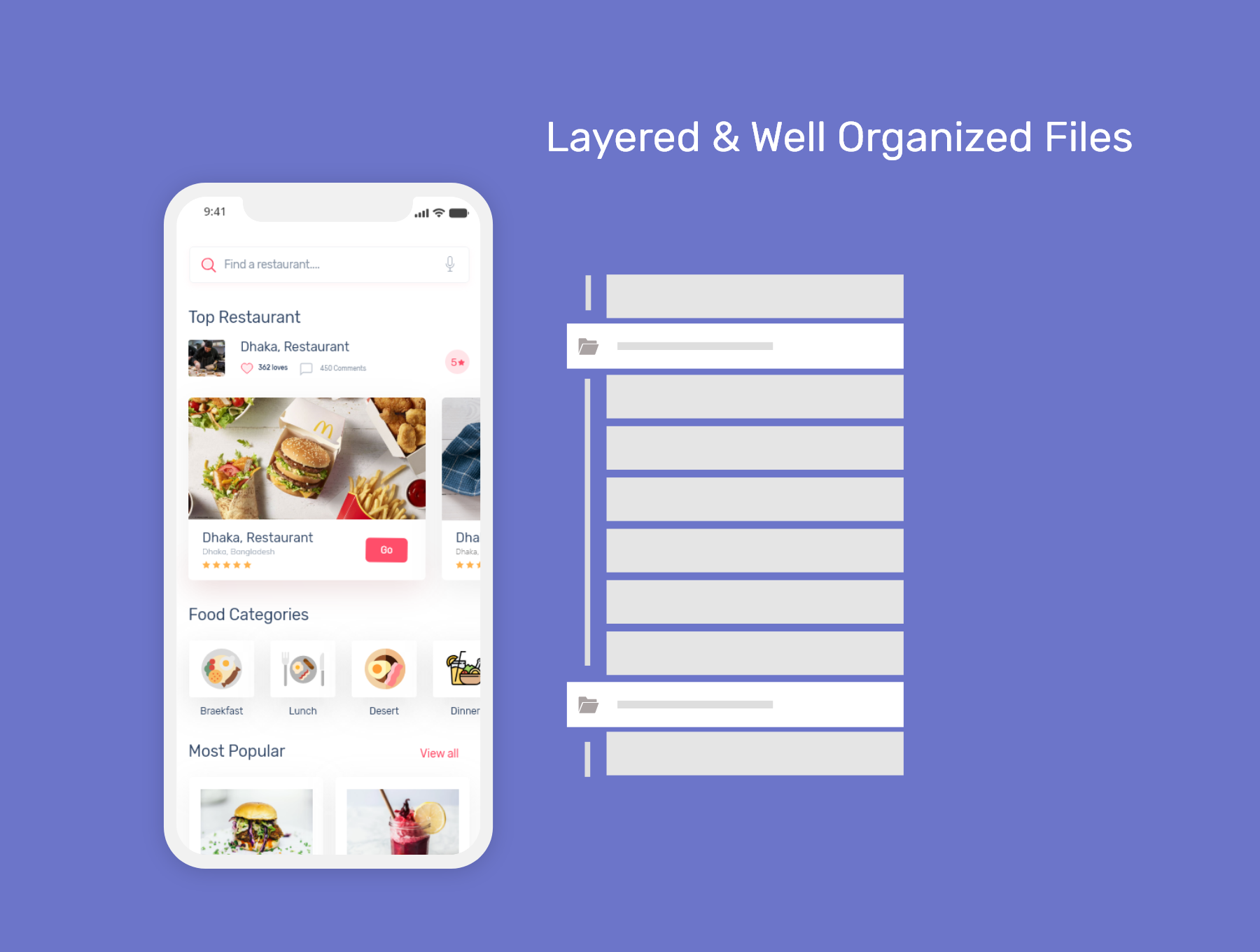 餐厅食物在线订单外卖iOS APP UI套件 Restaurant App UI Kits_img_2