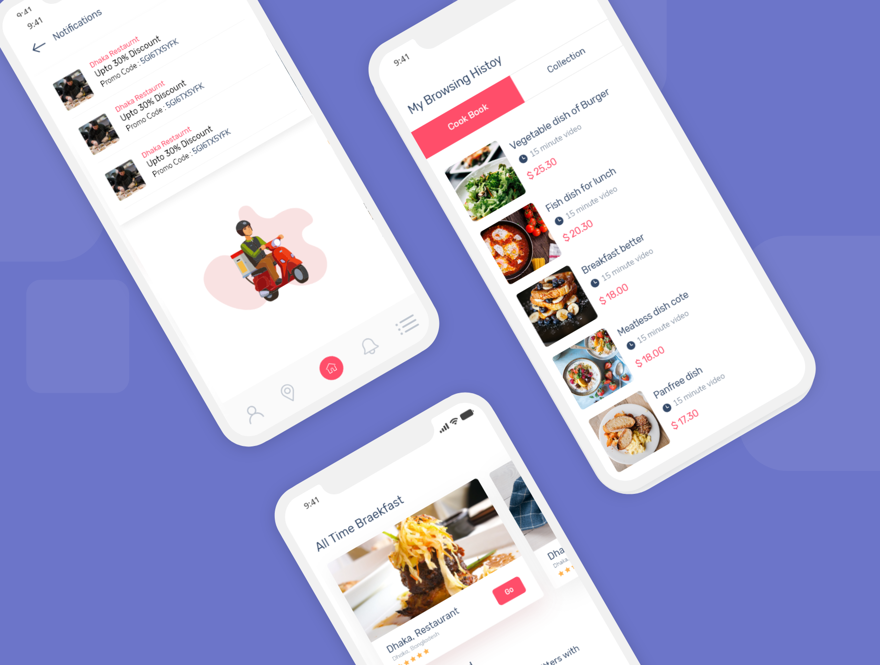 餐厅食物在线订单外卖iOS APP UI套件 Restaurant App UI Kits_img_2