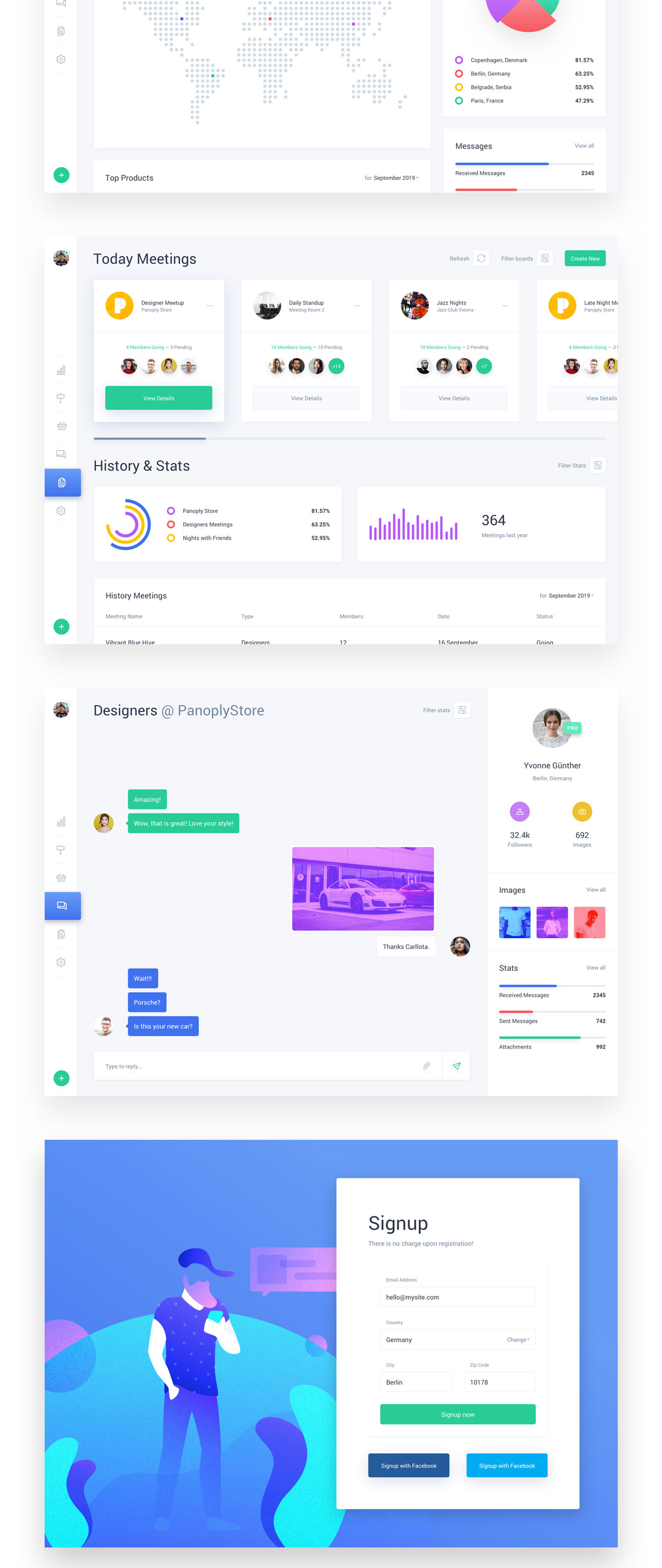 网站后台仪表盘数据统计UI工具包 Web Dashboard & Statistics UI Kit_img_2