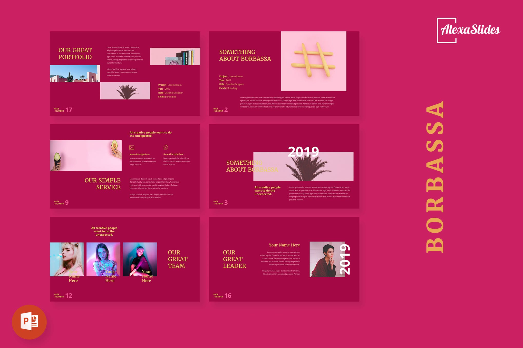 时尚优雅红色女性品牌营销策划PPT模板 Borbarossa - Fashion Powerpoint Template_img_2