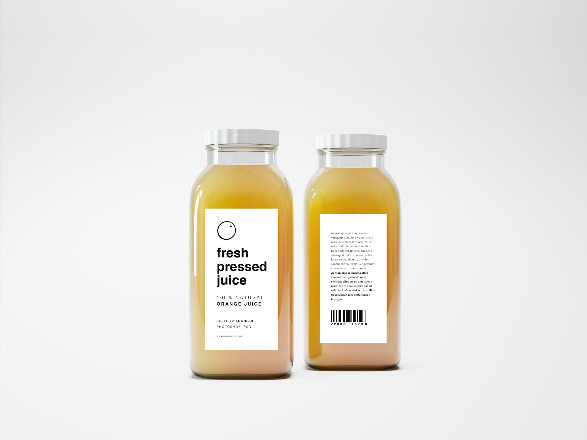 果汁饮料玻透明璃瓶展示样机 Glass Juice Bottle Mockup PSD_img_2