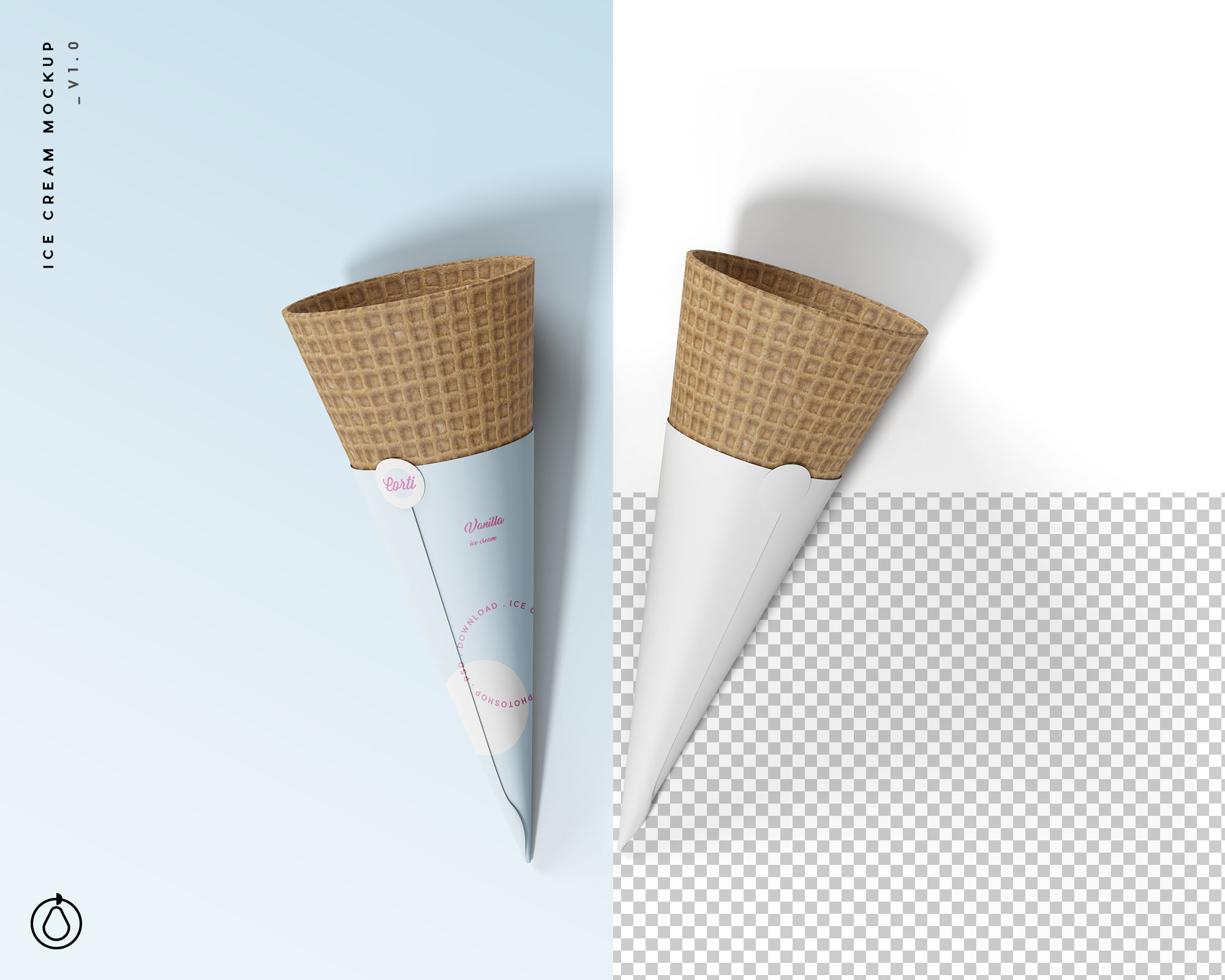 冰激凌蛋卷包装展示样机 Ice Cream Cone Mockup_img_2