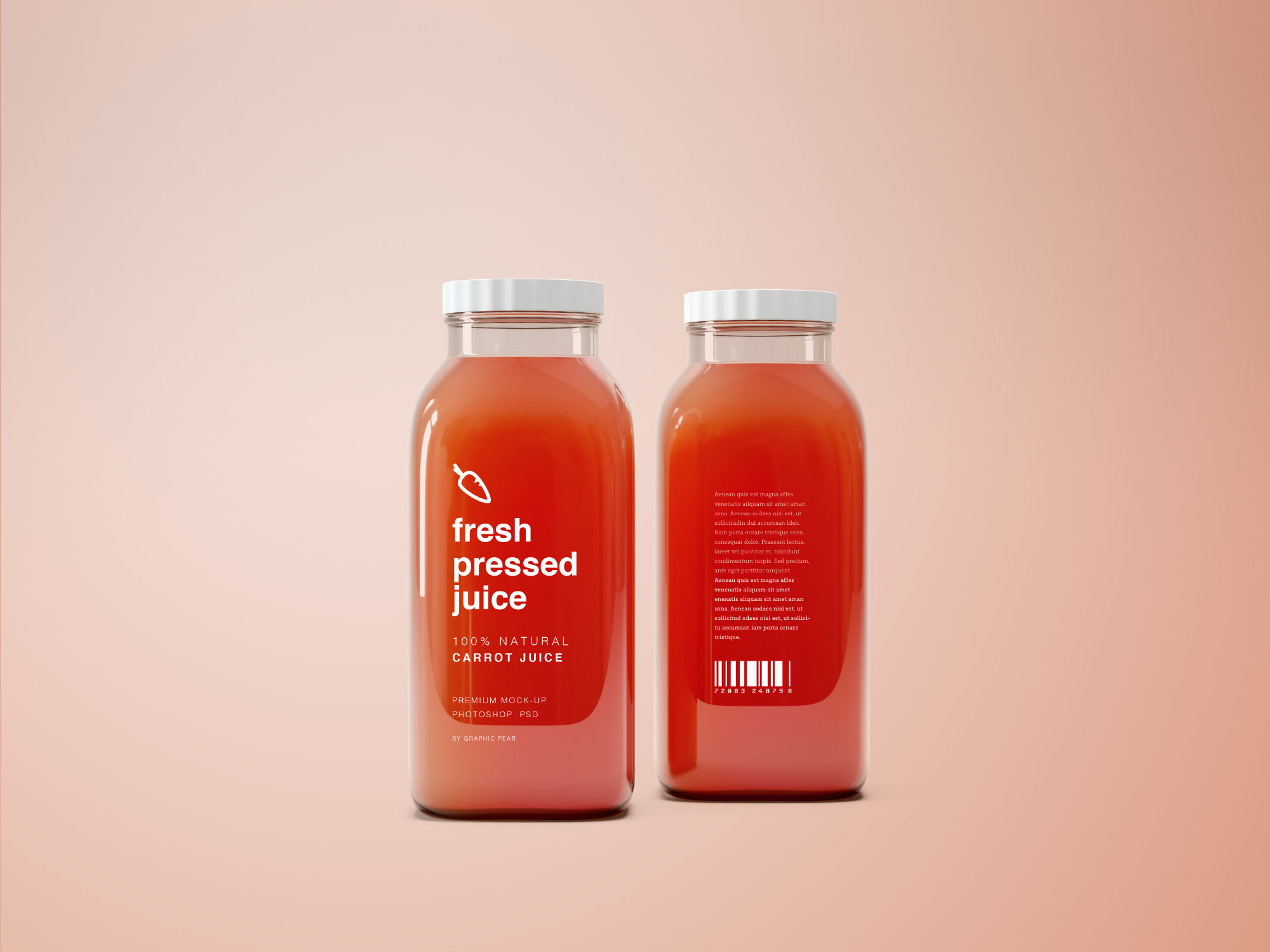 果汁饮料玻透明璃瓶展示样机 Glass Juice Bottle Mockup PSD_img_2