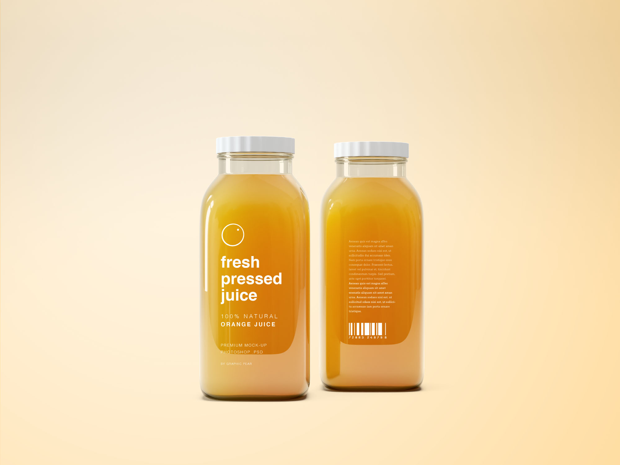 果汁饮料玻透明璃瓶展示样机 Glass Juice Bottle Mockup PSD_img_2