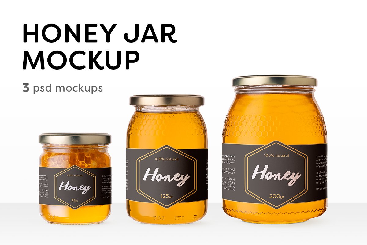 蜂蜜品牌VI设计提案透明玻璃瓶包装展示样机 Honey Jar Mockups_img_2