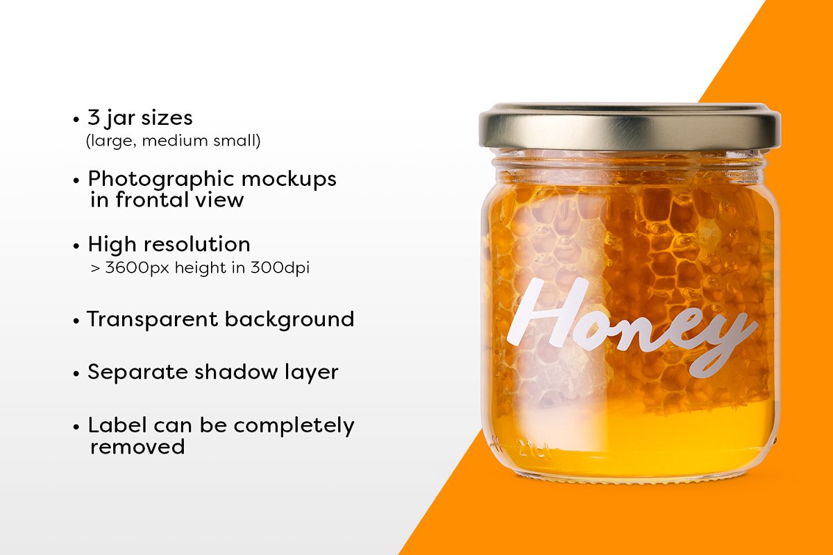 蜂蜜品牌VI设计提案透明玻璃瓶包装展示样机 Honey Jar Mockups_img_2