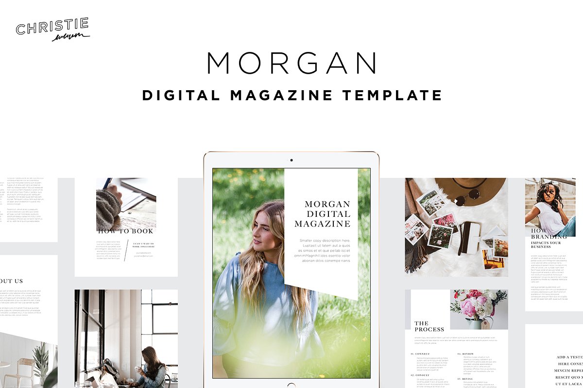 简约女性服装饰品摄影杂志ID模板 Morgan Digital Magazine Template_img_2