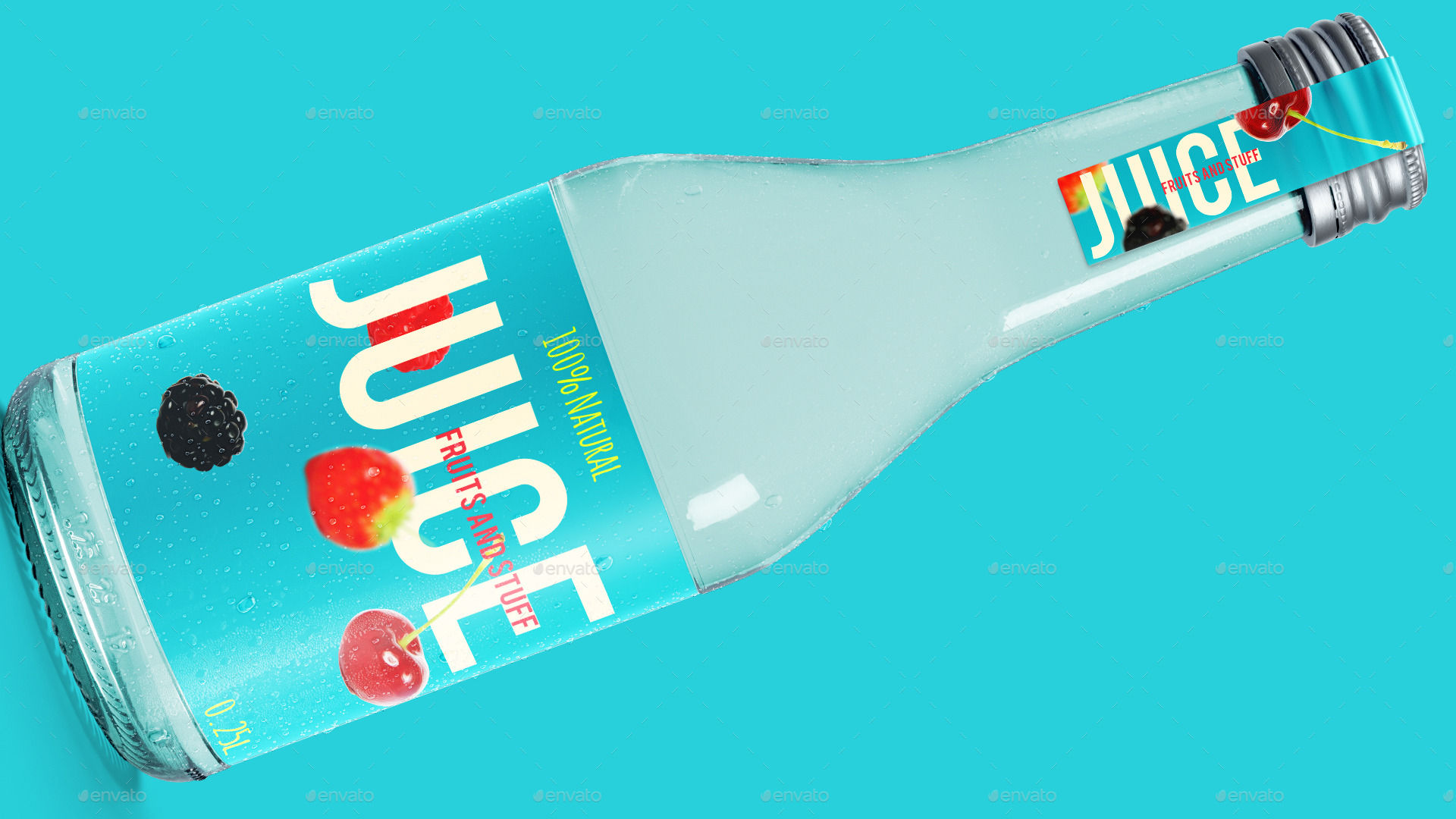 果汁饮料啤酒玻璃瓶包装样机 Juice Glass Bottle Mockup_img_2