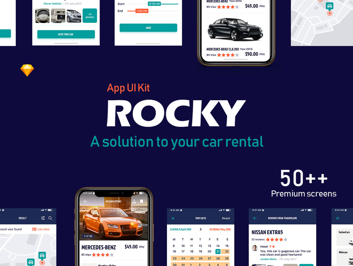 精美线上租车iOS APP UI工具包 Rocky App UI Kit_img_2